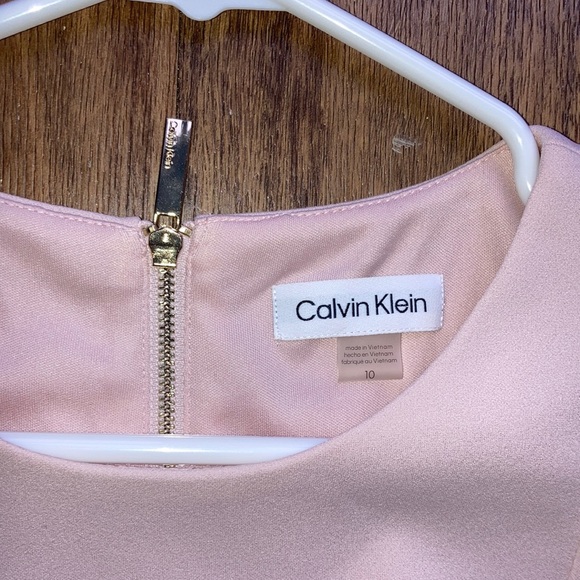 Calvin Klein Pink Sheath Midi Dress with Puff Sleeves - Picture 2 of 4